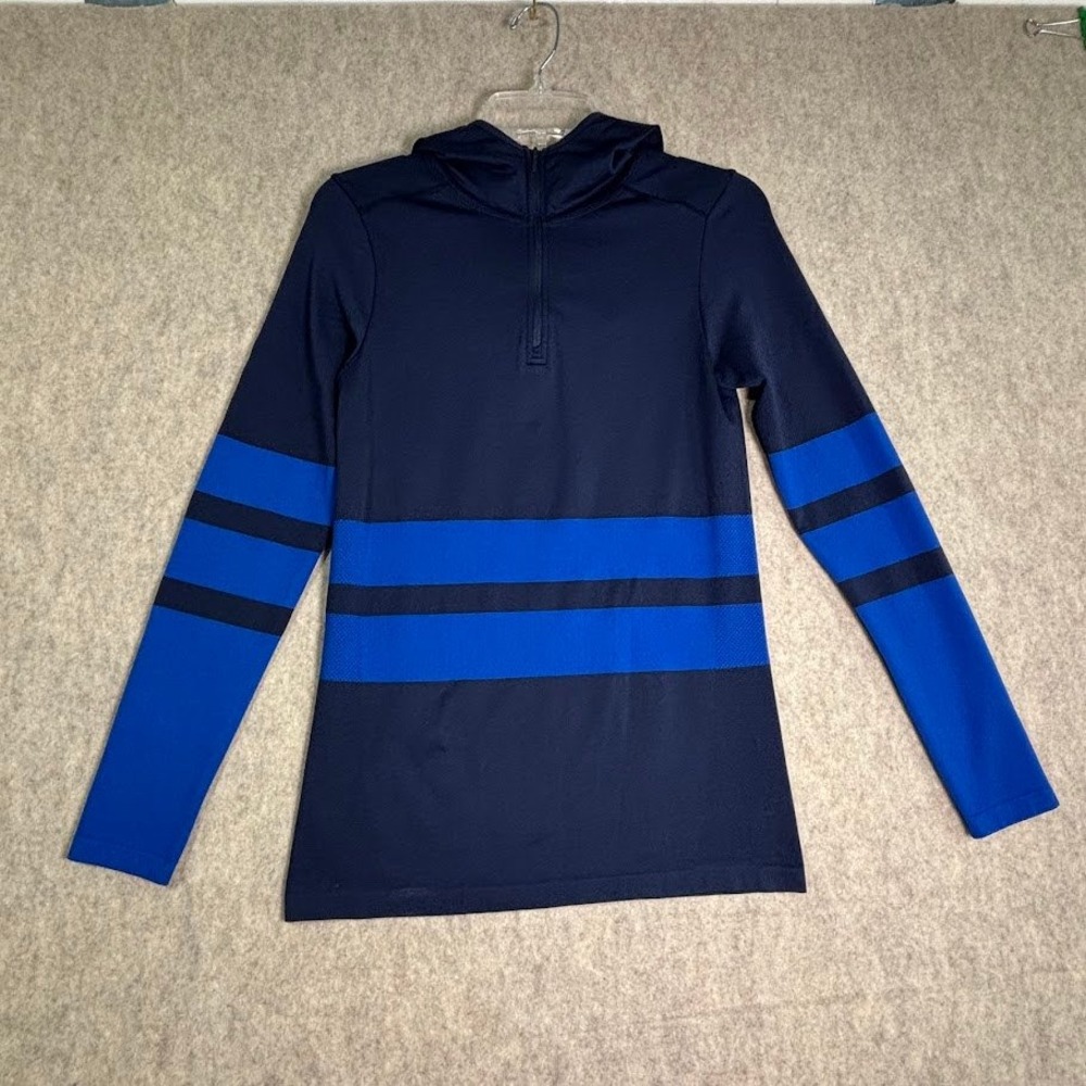 The North Face Hoodie Top Womens Medium Blue Nylon Blend 1/4‎ Zip Active Hiking